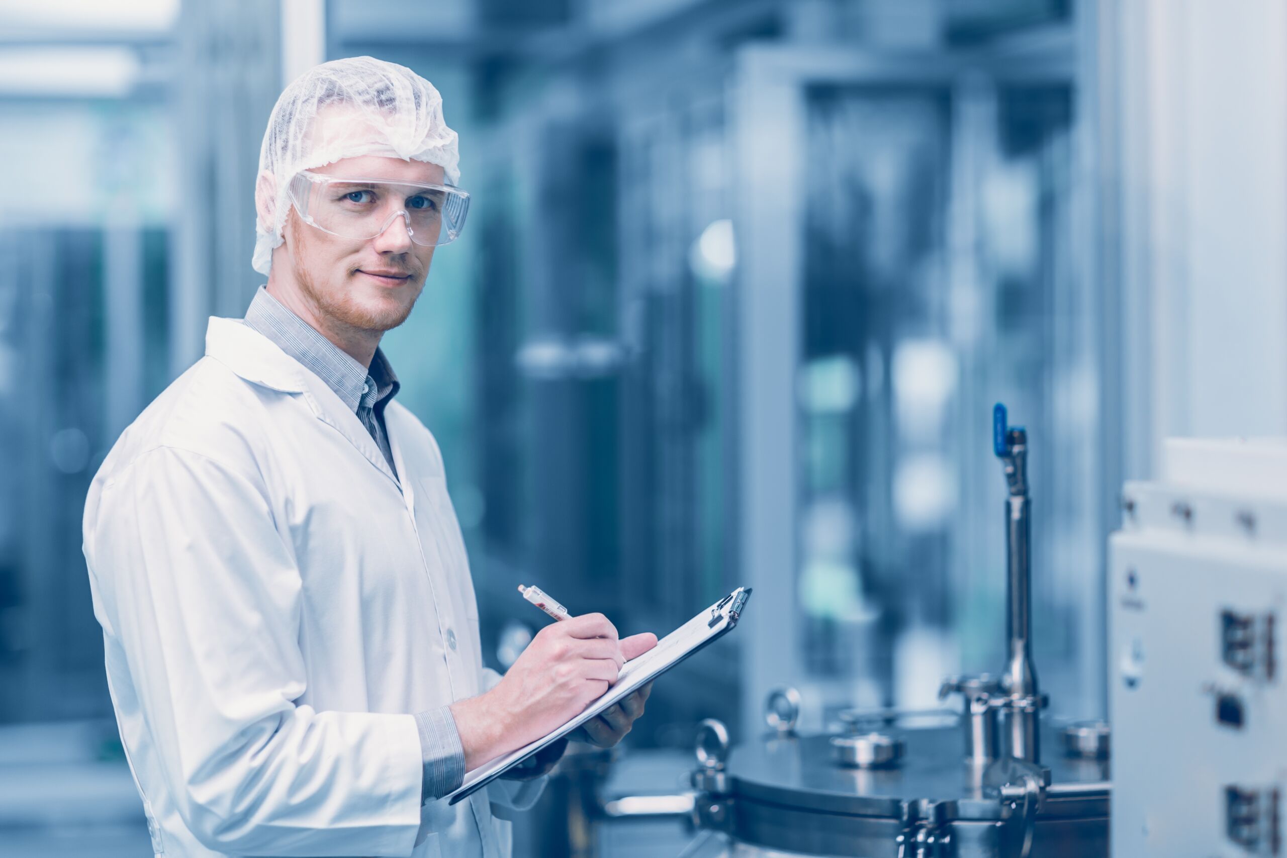 Portrait,Medicine,Factory,Scientist,Worker,Work,In,Laboratory,Plants,Process.